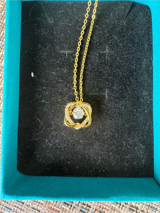 Jewelry - 0.5 CT Moissanite S925 over Gold Dancing Motion 2 Hearts Necklace Pendant